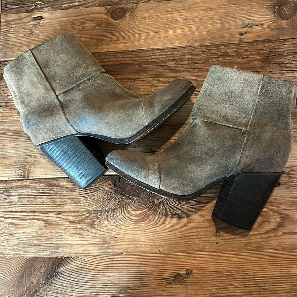 Rag & Bone Newbury Distressed Olive Green Suede Ankle Boot